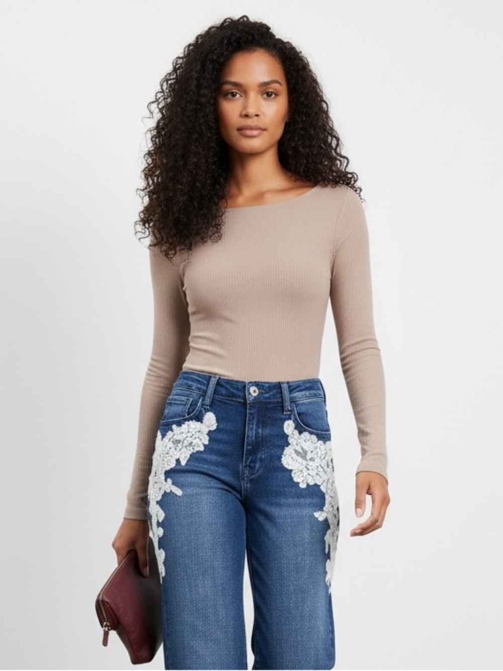 1626 • Putty Rayon Rib Knit Long Sleeve Top